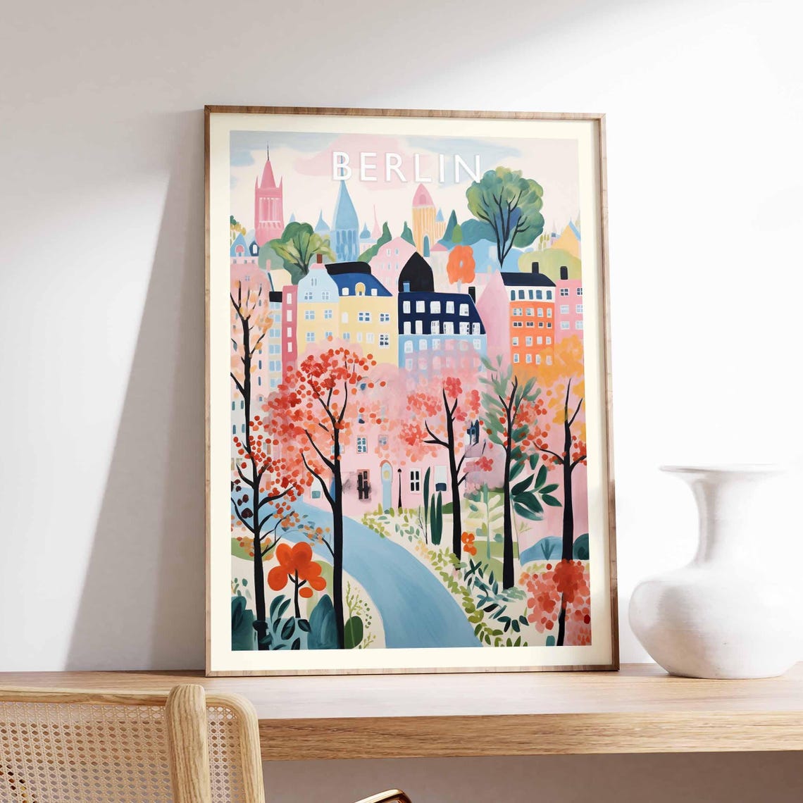 Berlin Pastel Naive Old Town Cityscape Germany Travel Poster
