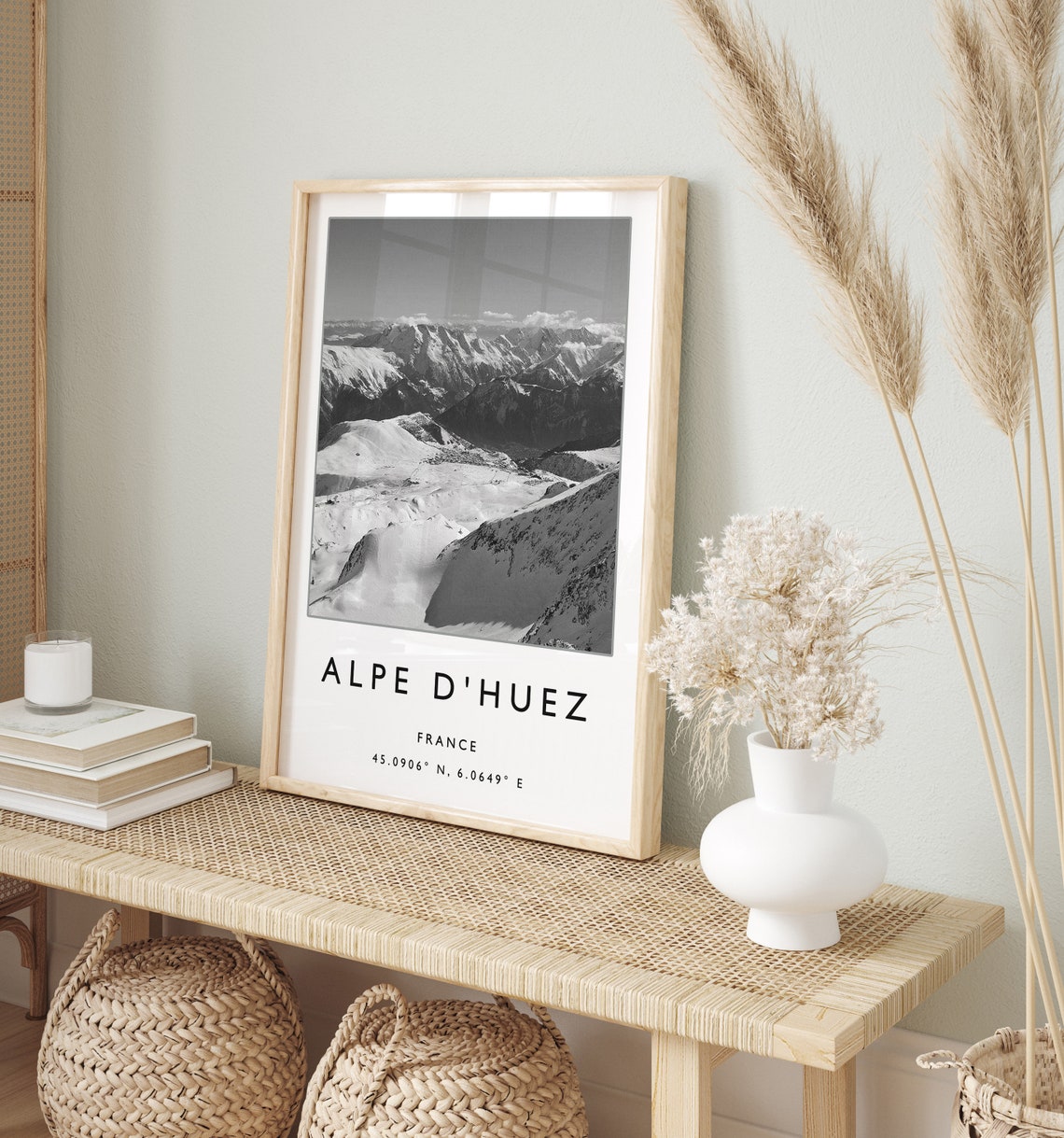Alpe Dhuez Travel Print Alpe Dhuez Travel Poster France Skiing Travel Print Black And White Travel Poster Travel Art Travel Gift - Image 2