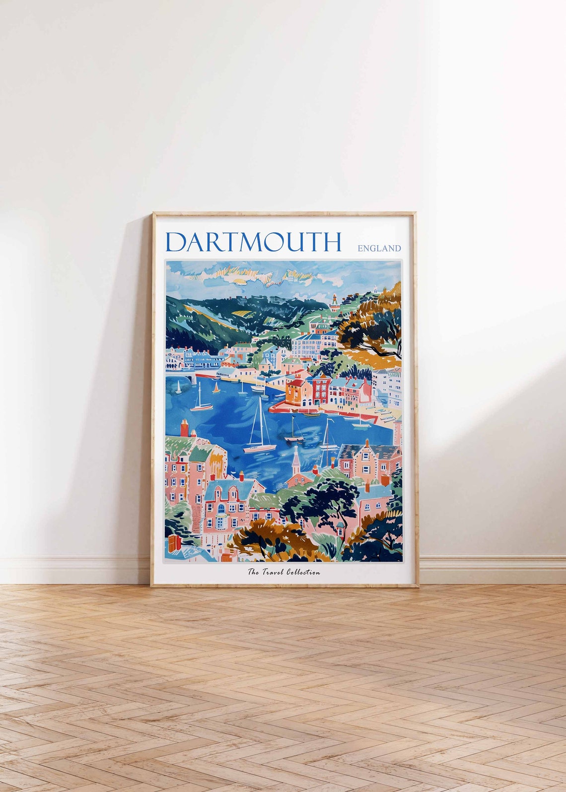 Dartmouth England River Harbor Sailboats Coastal Town Poster - Image 2