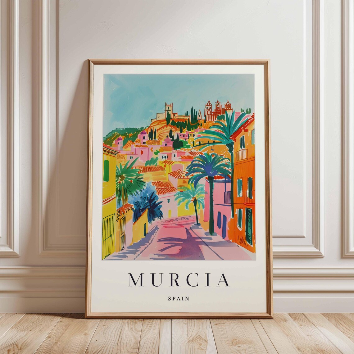 Murcia Spain Palm Lined Pink Street Sunny Travel Decor Poster - Image 3