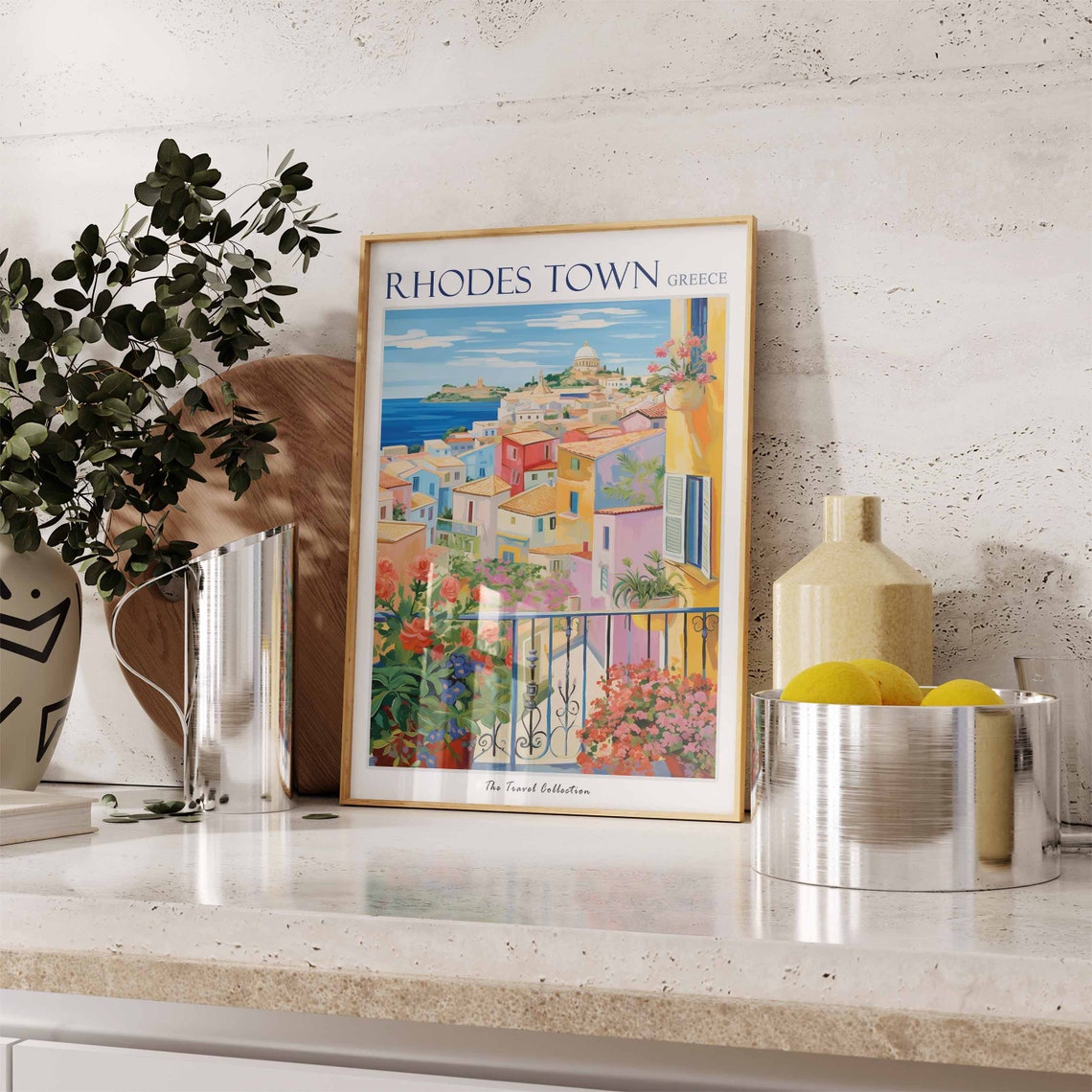 Rhodes Town Poster Rhodes Town Travel Print Greek Travel Poster Greek Gift European City Print Greek Art Rhodes Gift Greek Decor - Image 2