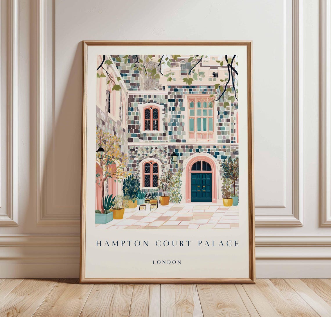 Historic Hampton Court Palace London Courtyard Green Door Poster