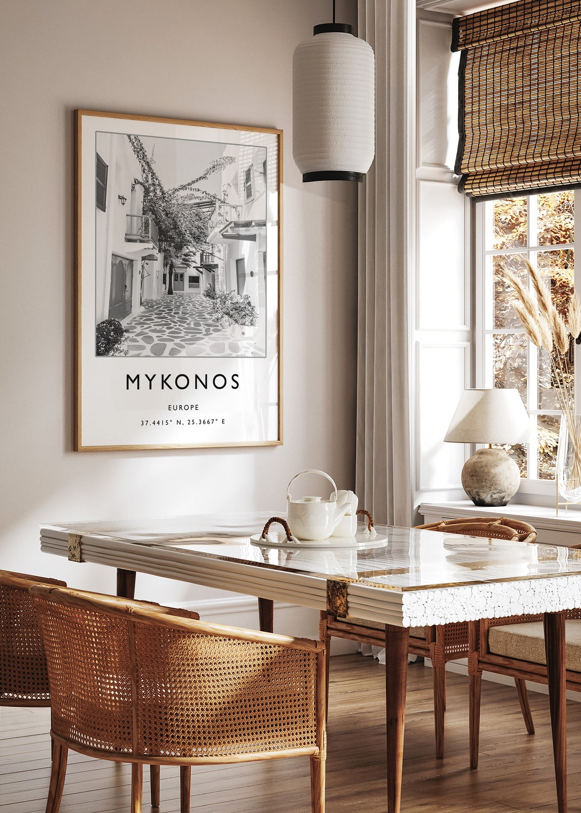 Mykonos Europe Whitewashed Alley Black White Photo Travel Poster - Image 3