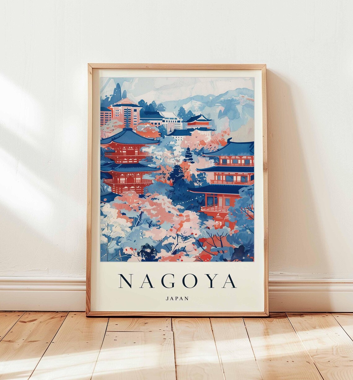 Nagoya Poster Japan Travel Print Honshu Wall Art Castle Decor Asia Gift Modern City Nagoyatravel