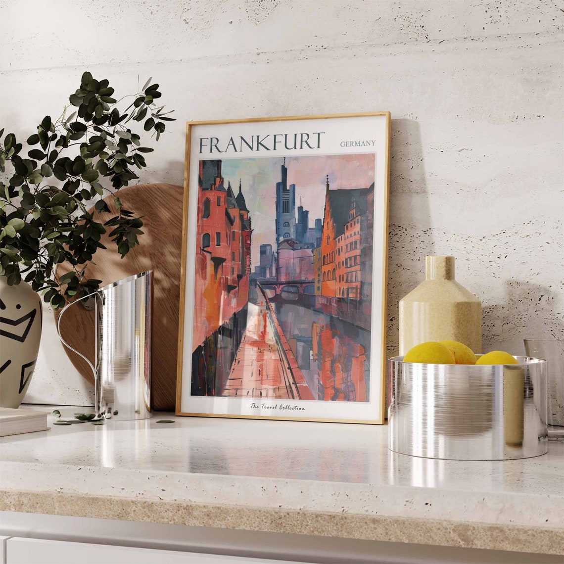 Frankfurt Germany Painted Old Town Street Buildings Art Poster - Image 3
