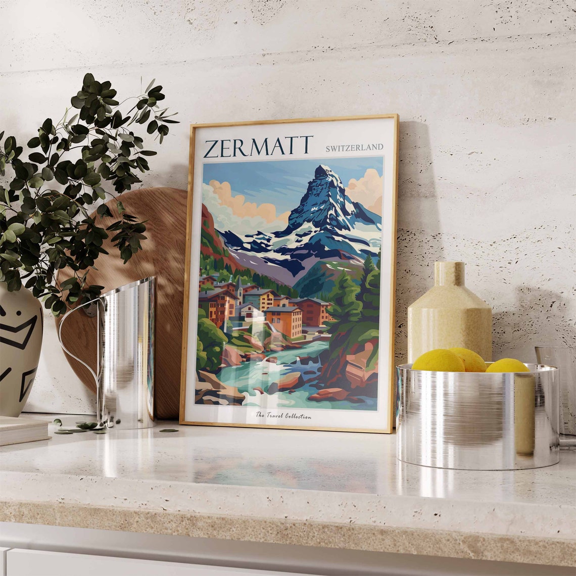 Zermatt Poster Zermatt Travel Print Zermatt Gift Skiing Wall Art Alpine Travel Poster Switzerland Wall Art Swiss Travel Print - Image 2