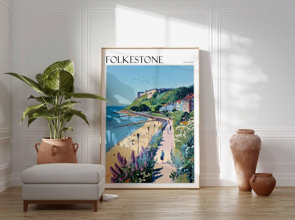 Folkestone England Flower Promenade Castle Cliff Beach Poster - Image 3