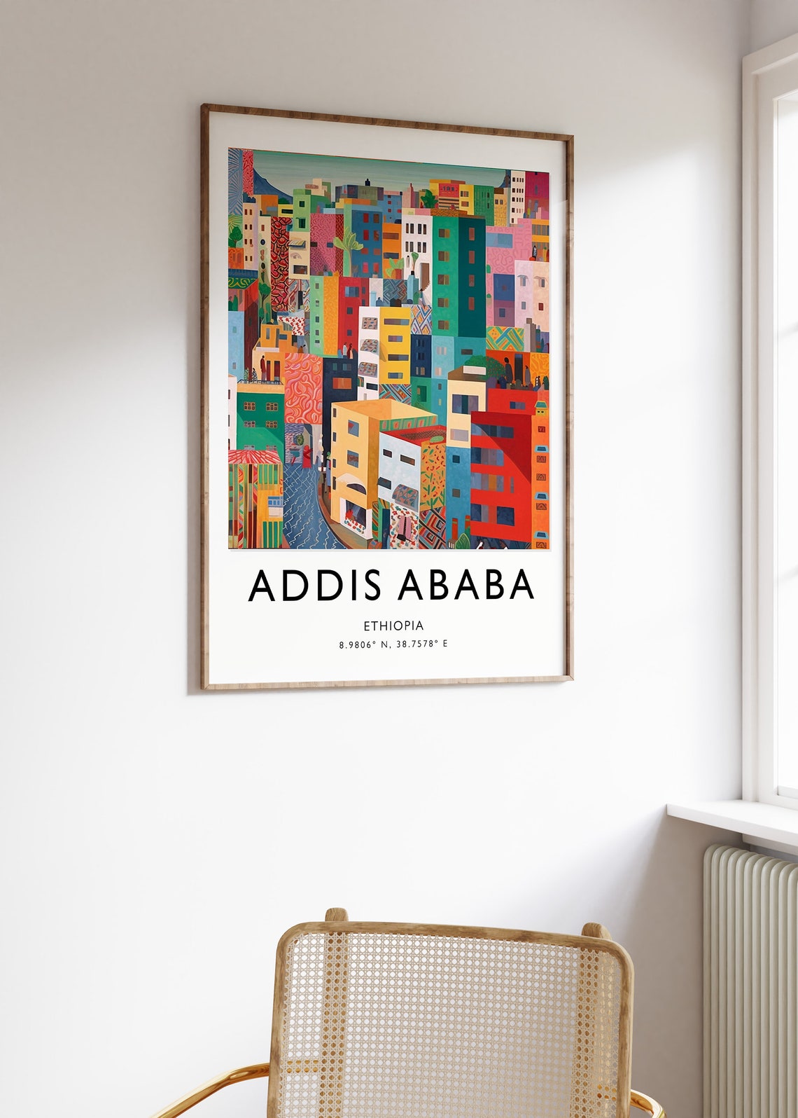 Addis Ababa Ethiopia Vibrant City Buildings Illustration Poster - Image 3