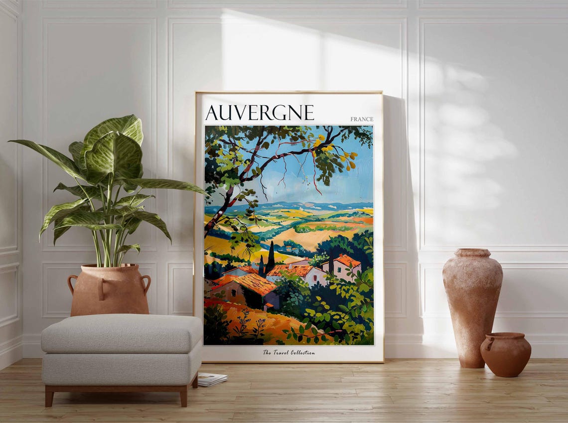 Auvergne Poster France Travel Print French Decor Europe Travel Poster European Wall Art Auvergne Gift Auvergne Travel Poster - Image 3