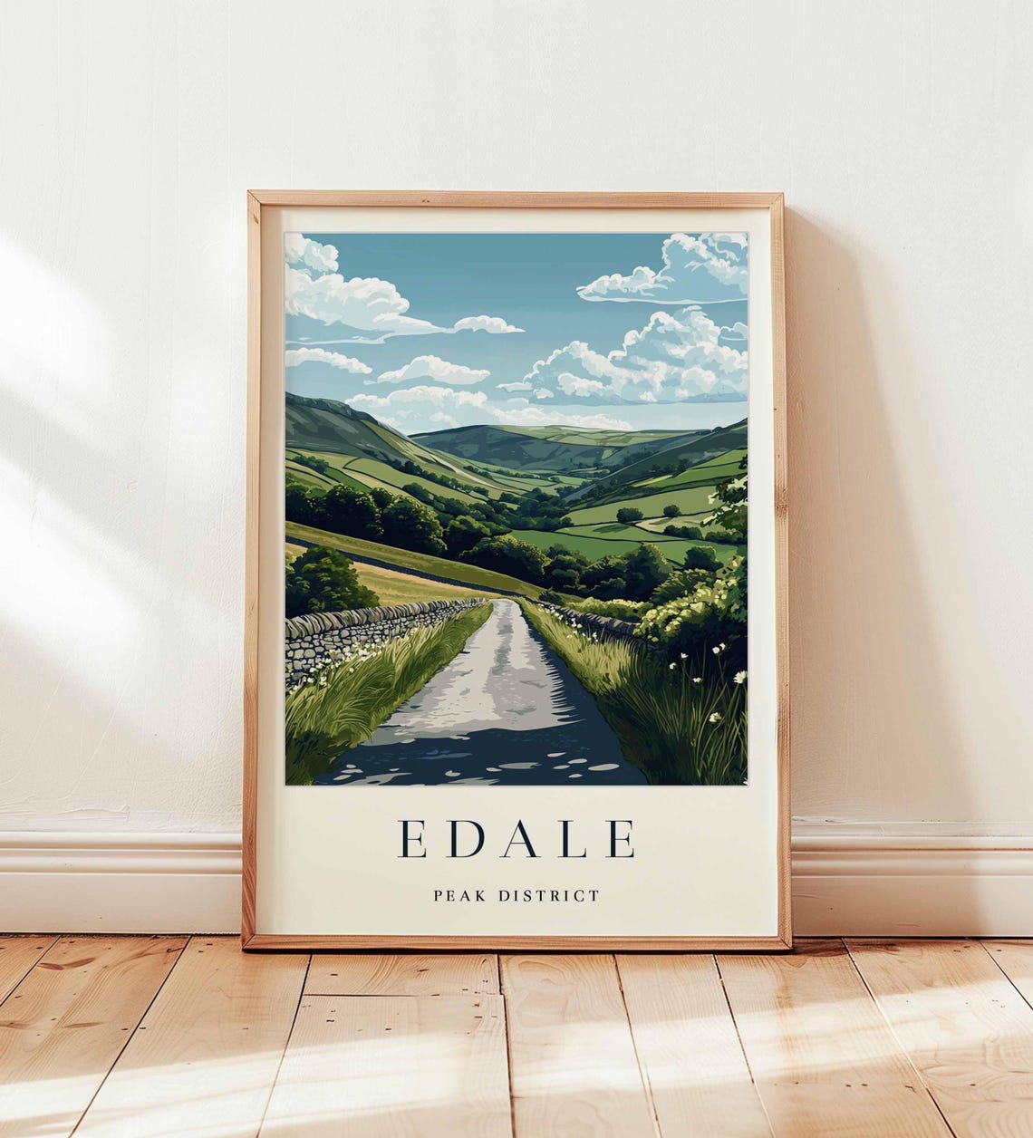 Edale Peak District Country Road Valley Landscape Travel Print