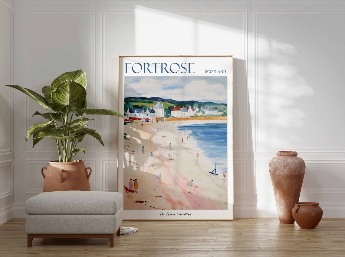 Fortrose Scotland Sandy Beach Village Seaside Travel Art Poster - Image 3