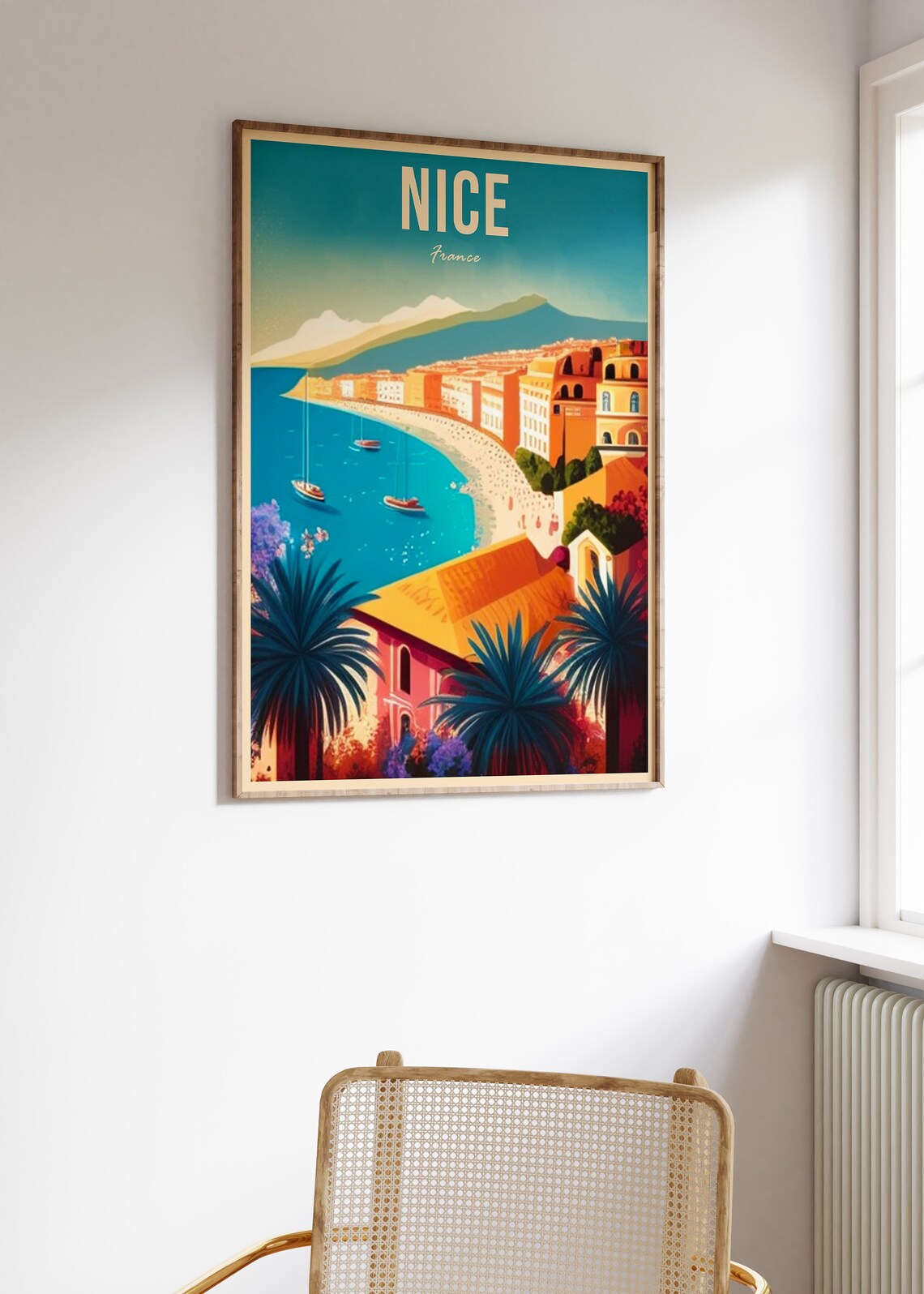 Nice France Retro Riviera Bay Sailboats Vintage Style Art Poster - Image 2