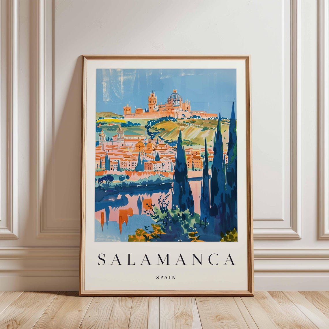 Salamanca Spain Cathedral on the Hill by the River View Poster - Image 3