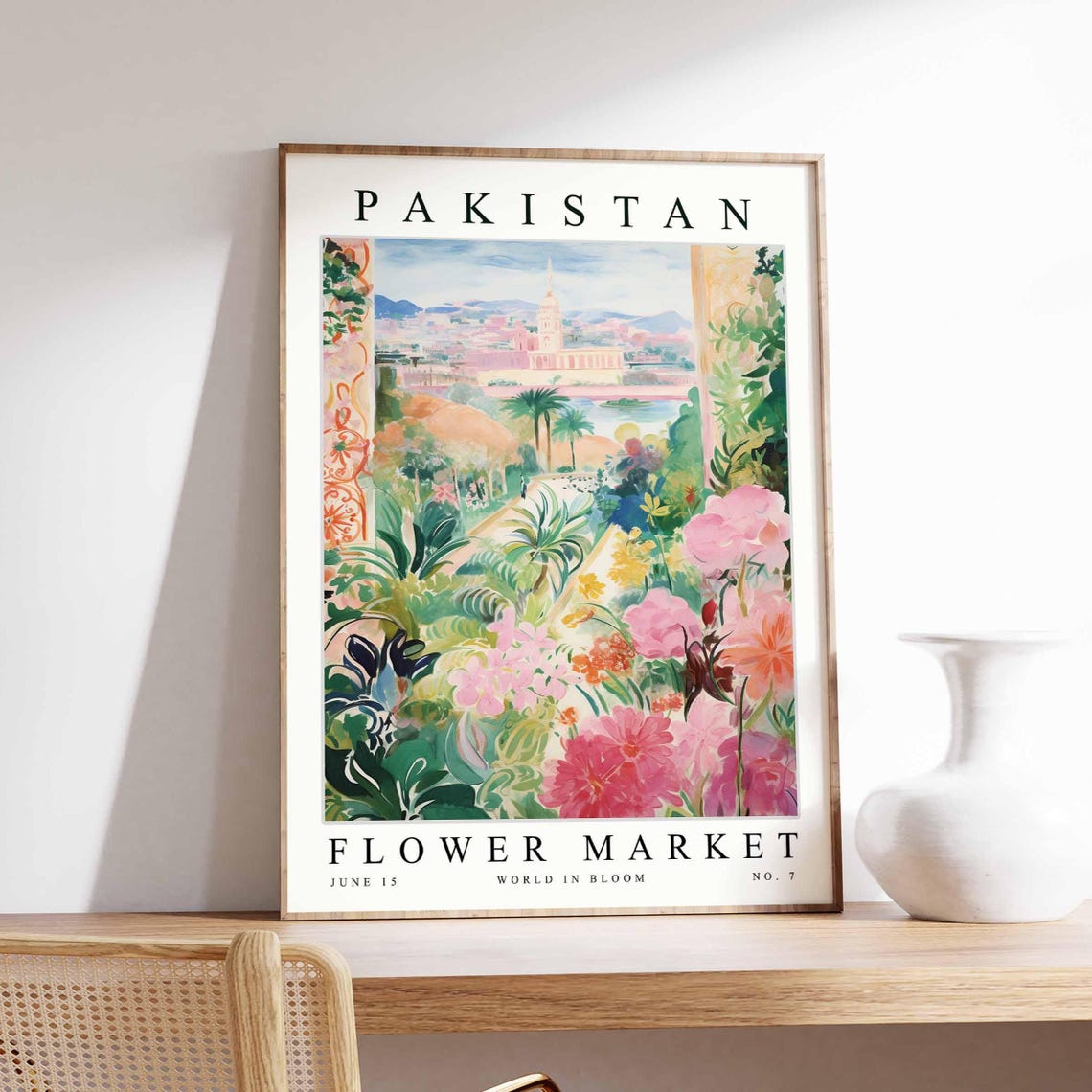 Pakistan Flower Market Poster Pakistanprint Pakistani Floral Wall Art Pakistanfloral Decor Botanical Asia Travel
