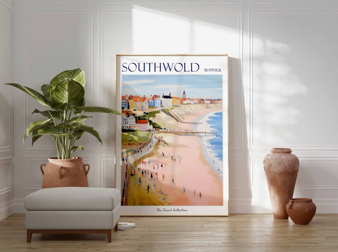 Southwold Suffolk England Beachgoers Pier Town Seaside Travel Poster - Image 3