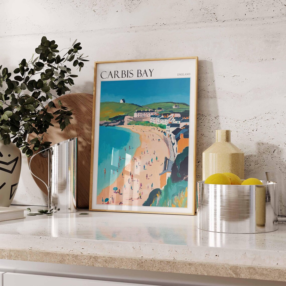 Carbis Bay England Sandy Beach Coastal Seaside Holiday Art Poster - Image 2