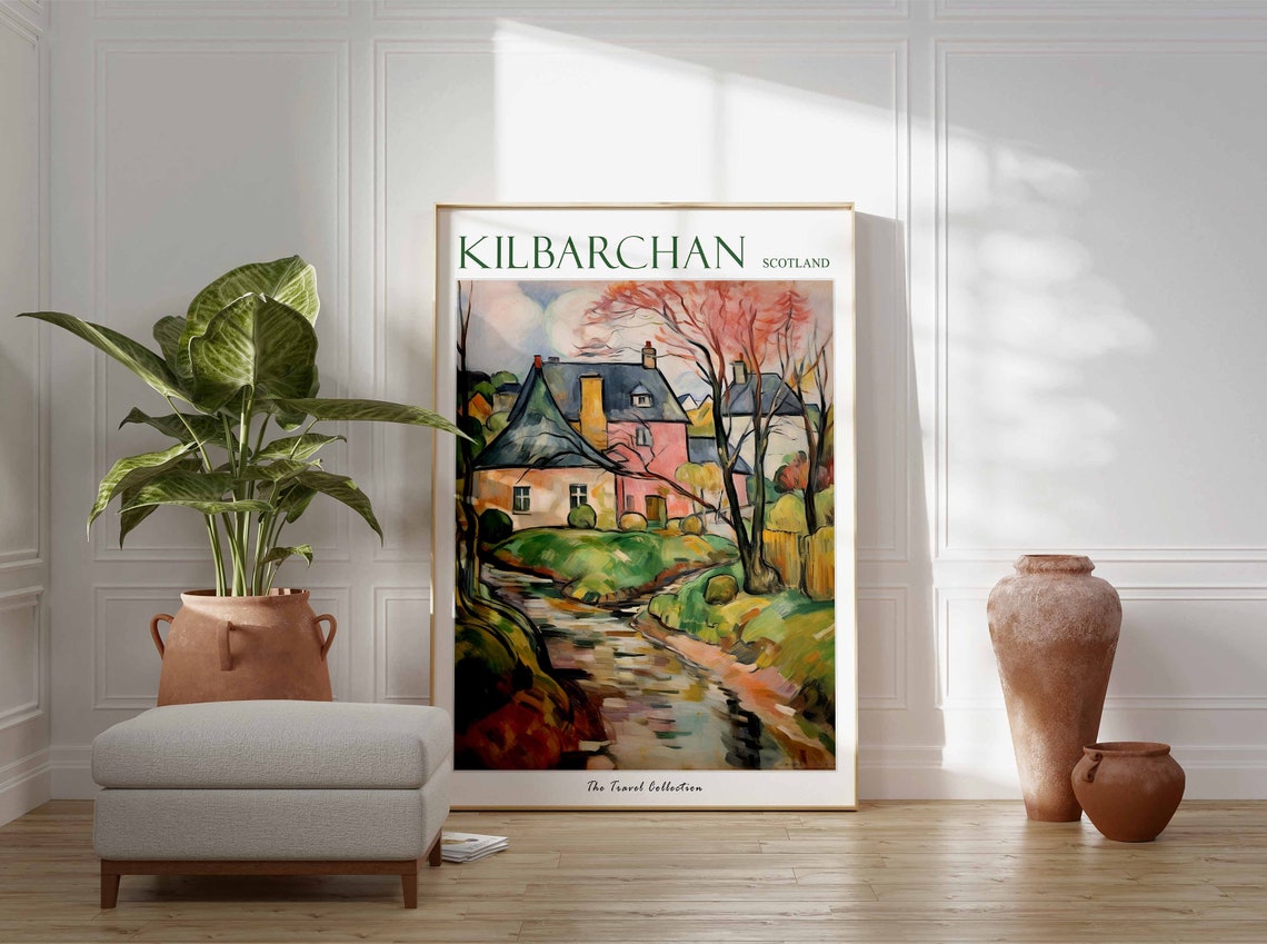Kilbarchan Poster Kilbarchan Travel Print Scotland Travel Poster Scottish Decor Tropical Decor Sea Print Kilbarchan Travel Poster - Image 3