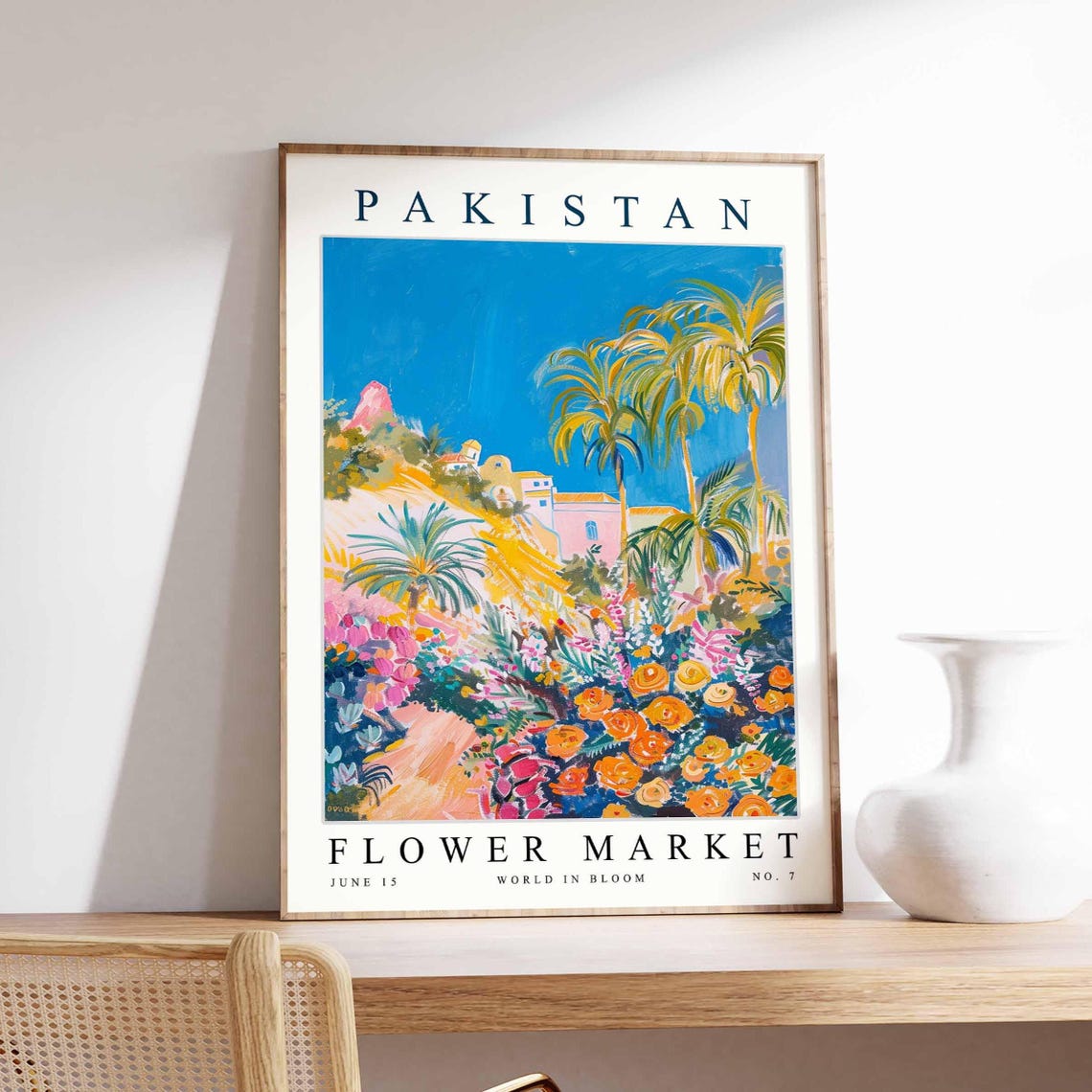 Pakistan Flower Market Poster Pakistanprint Pakistani Floral Wall Art Pakistanfloral Decor Botanical Asia Travel