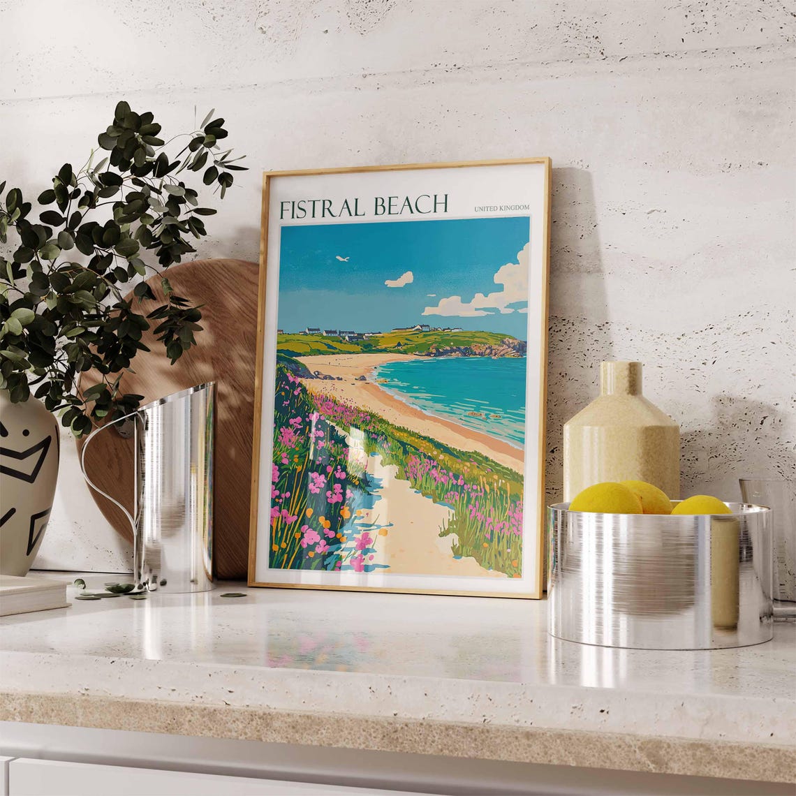 Fistral Beach United Kingdom Flower Path Headland Coastal Poster - Image 2