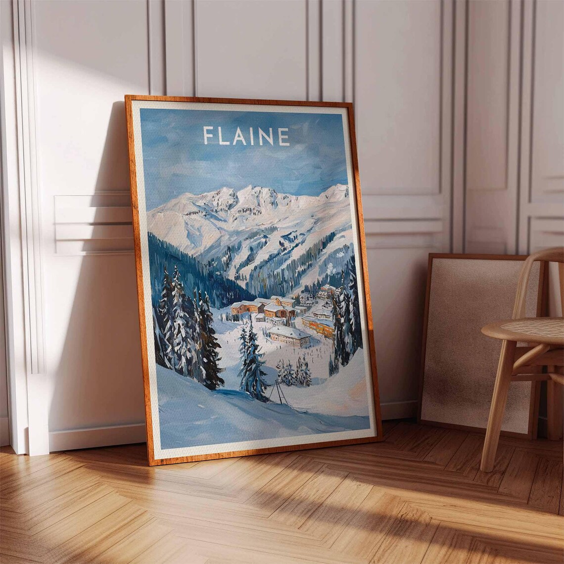 Flaine France Alpine Resort Village Pines Snowy Peaks Poster - Image 2