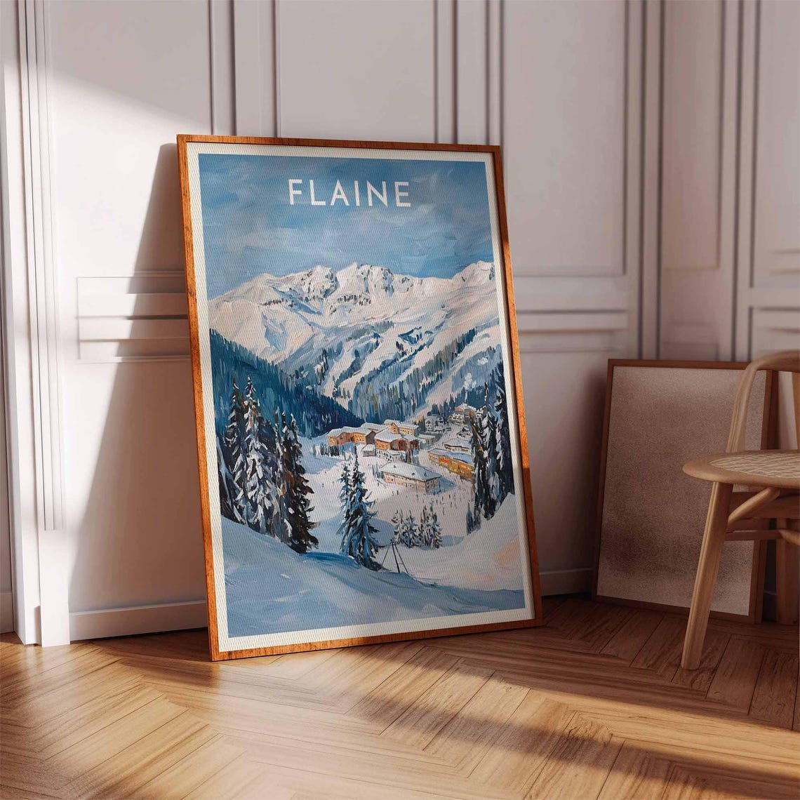 Skiing Travel Poster Flaine Ski Print France Travel Print Skiing Art Skiing Print Winter Sport Art Ski Gift - Image 2