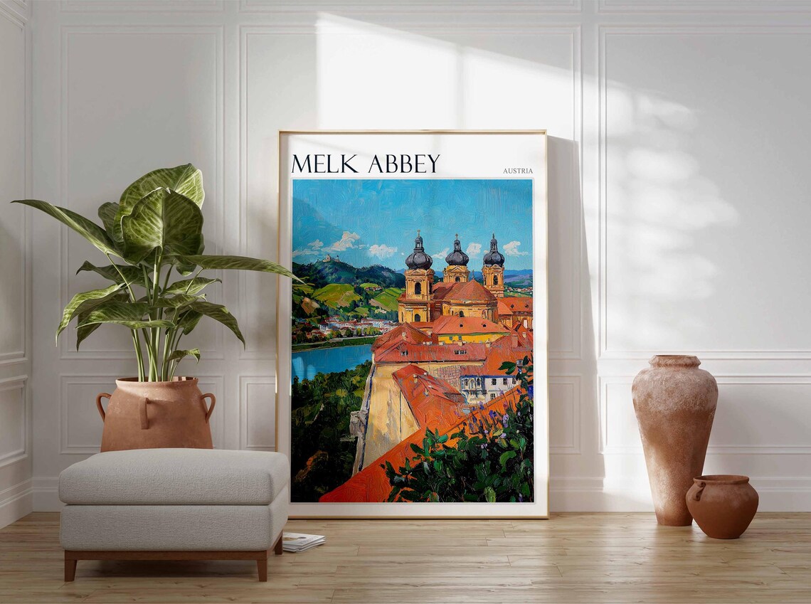 Melk Abbey Austria Rooftop View of Triple Towers Travel Poster - Image 3