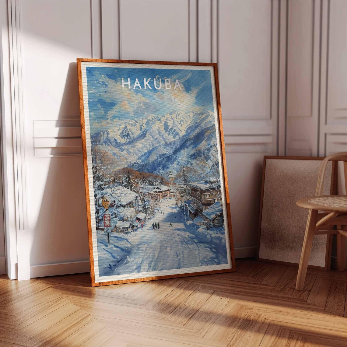 Hakuba Japan Snowy Street Japanese Signs Winter Ski Scene Poster - Image 2