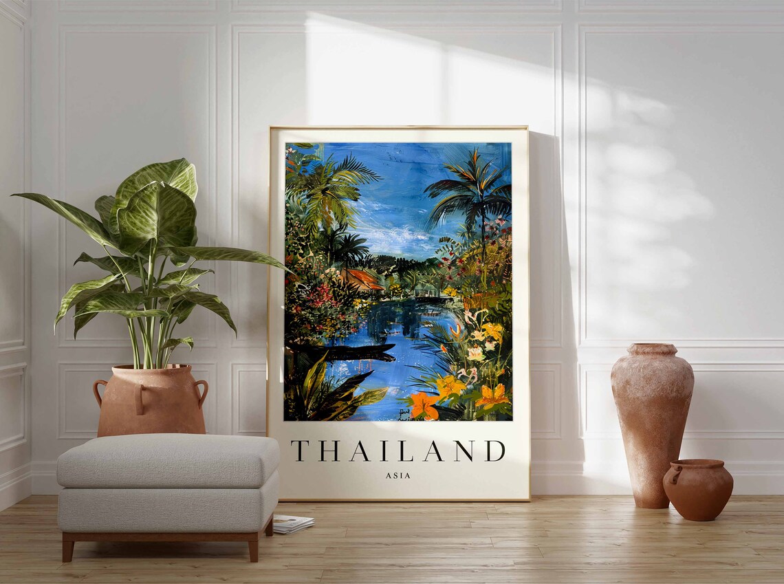 Thailand Poster Thailand Travel Print Asian Wall Art Asia Decor Tropical Decor Sea Print Thailand Gift Thailand Travel Poster - Image 3