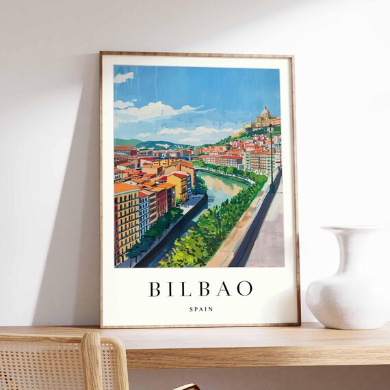 Bilbao Poster Spain Travel Print Guggenheim Museum Basque City Wall Art Cityscape European Architecture Decor