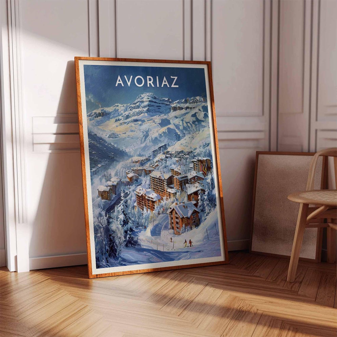 Skiing Travel Poster Avoriaz Ski Print French Alps Travel Print Skiing Art Skiing Print Winter Sport Art Ski Gift - Image 2