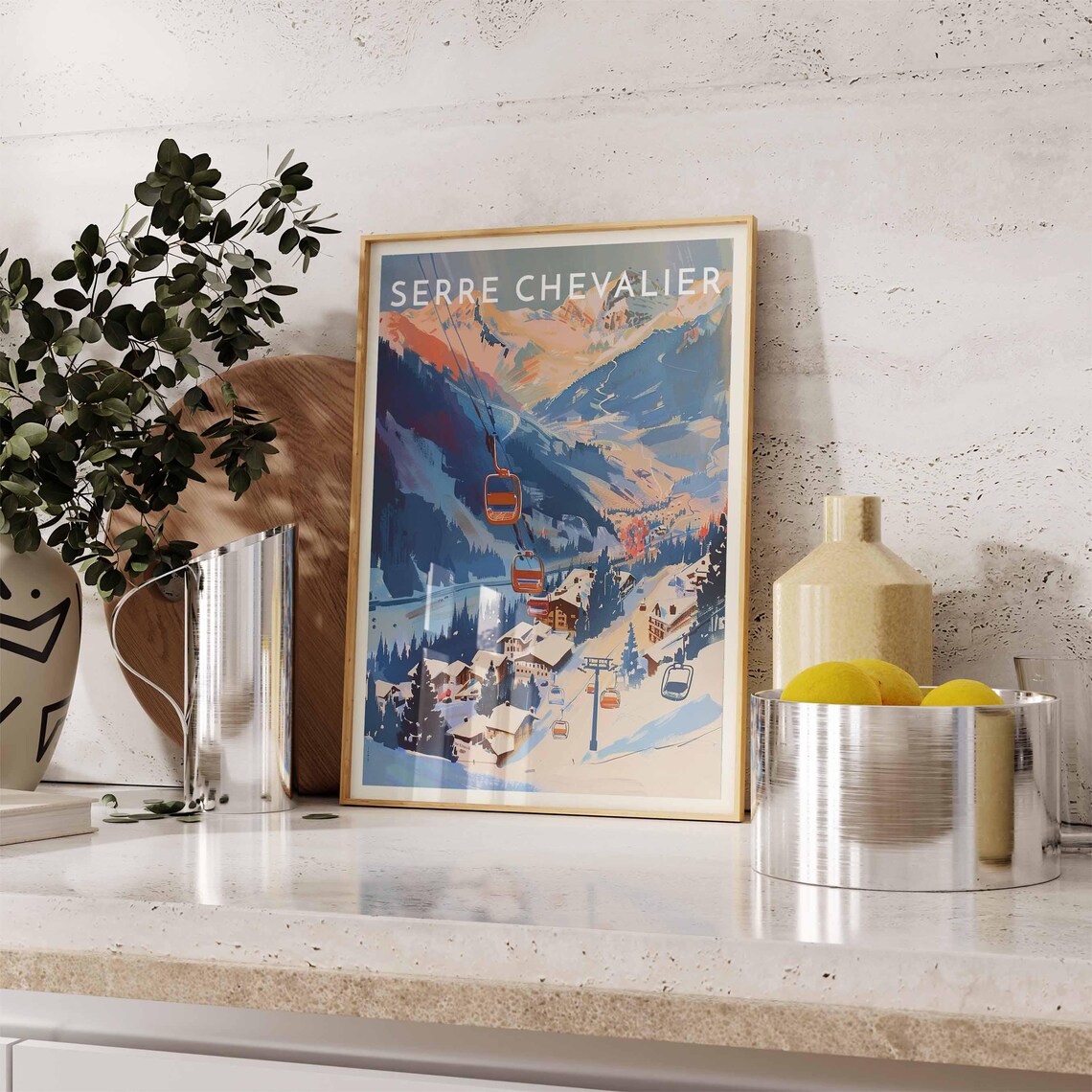 Serre Chevalier Skiing Travel Poster, France Travel Poster - Image 2