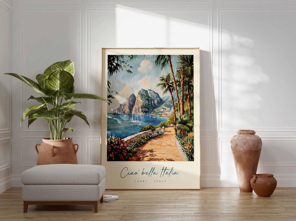 Capri Poster Capri Travel Print Capri Travel Art Capri Wall Art Italy Art Italy Travel Decor Italian Travel Gift - Image 3