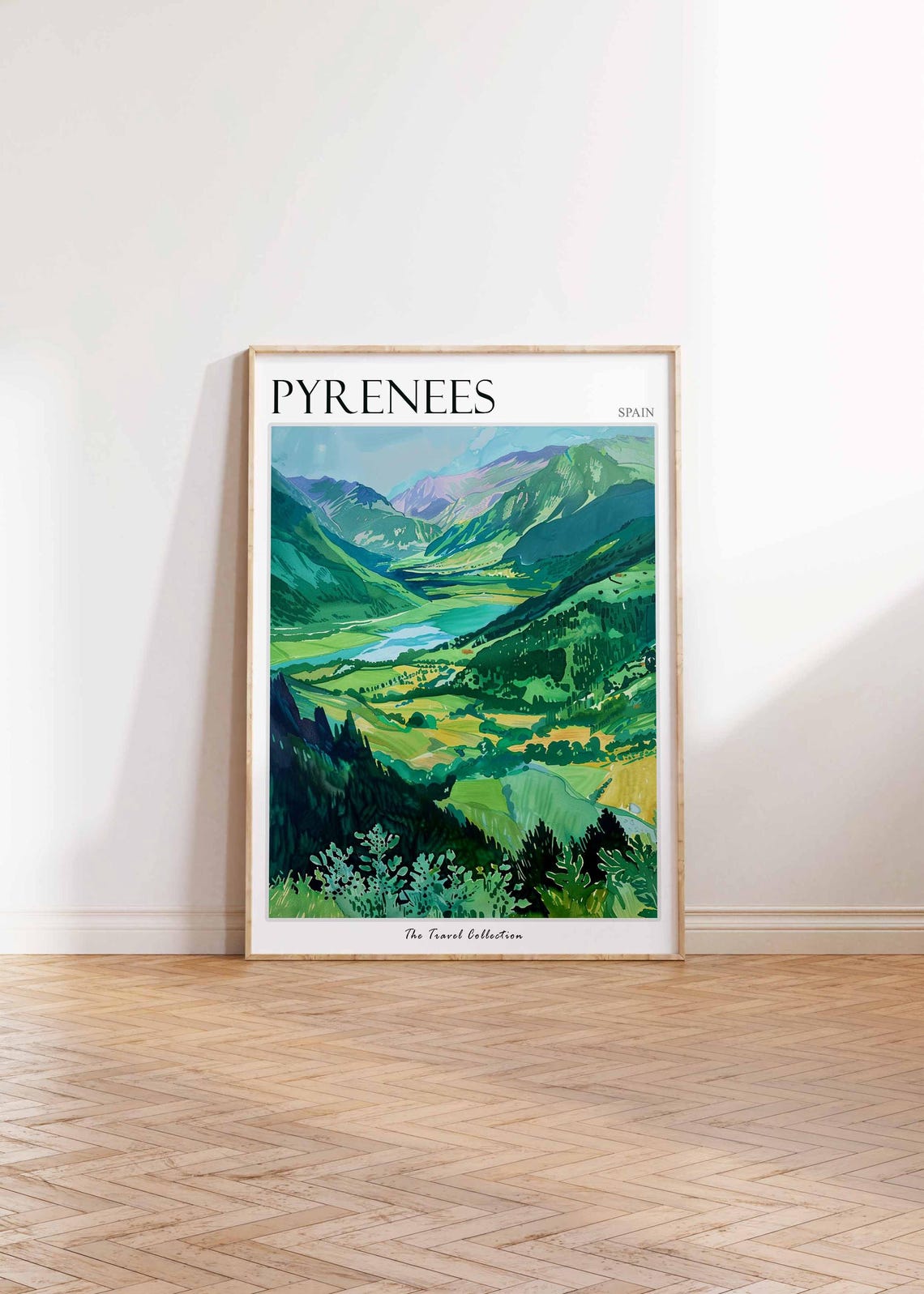 Pyrenees Green Mountain Valley Forests Summer Spain Travel Poster - Image 2