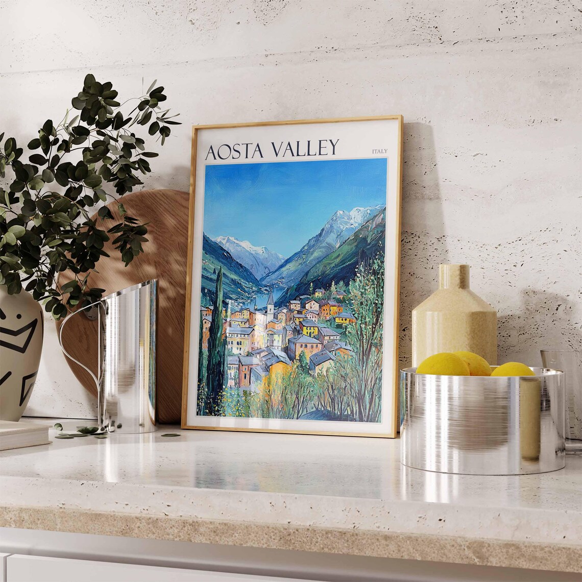 Aosta Valley Poster Italian Alps Print Mountain Wall Art Ski Decor Italy Poster Alpine Art Winter Art European Art Aosta Valley Art - Image 2