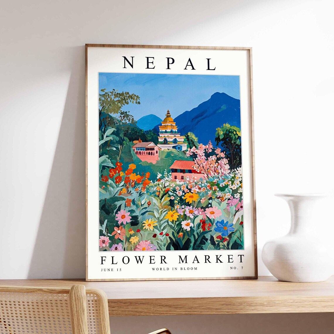 Nepal Flower Market Golden Temple Himalayan Wildflower Meadow Poster