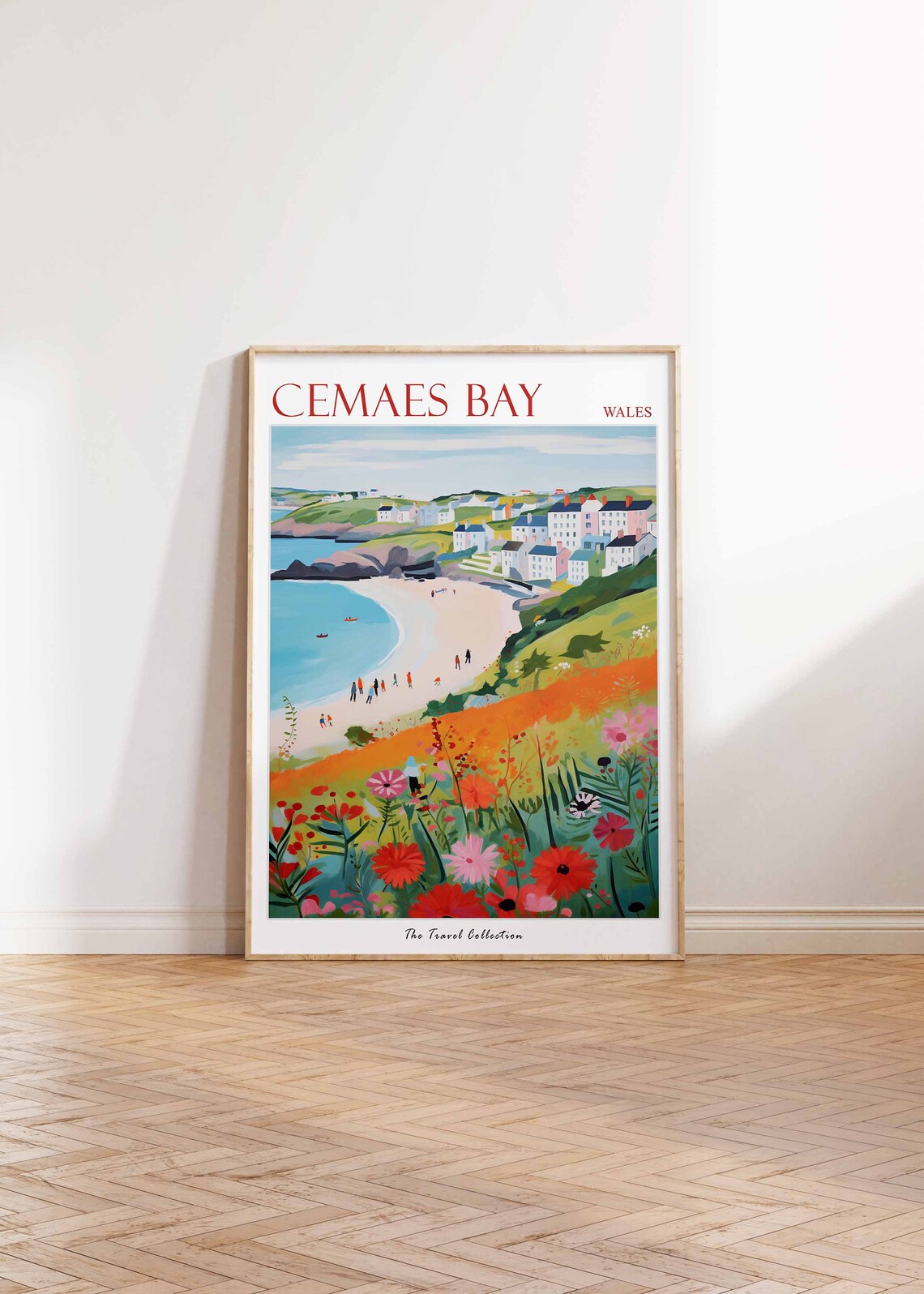 Cemaes Bay Wales Wildflower Meadow Coastal Village Travel Poster - Image 2
