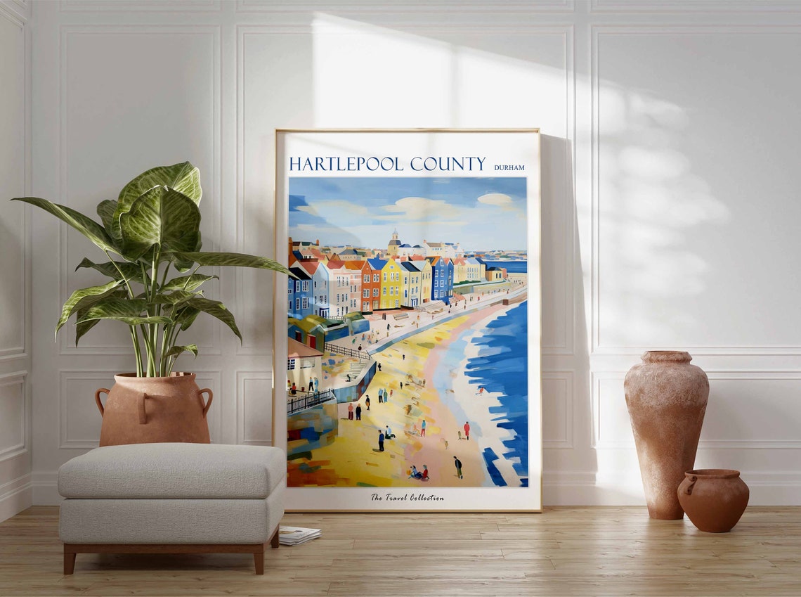 Hartlepool County Durham Colorful Seafront Terrace Houses Poster - Image 3