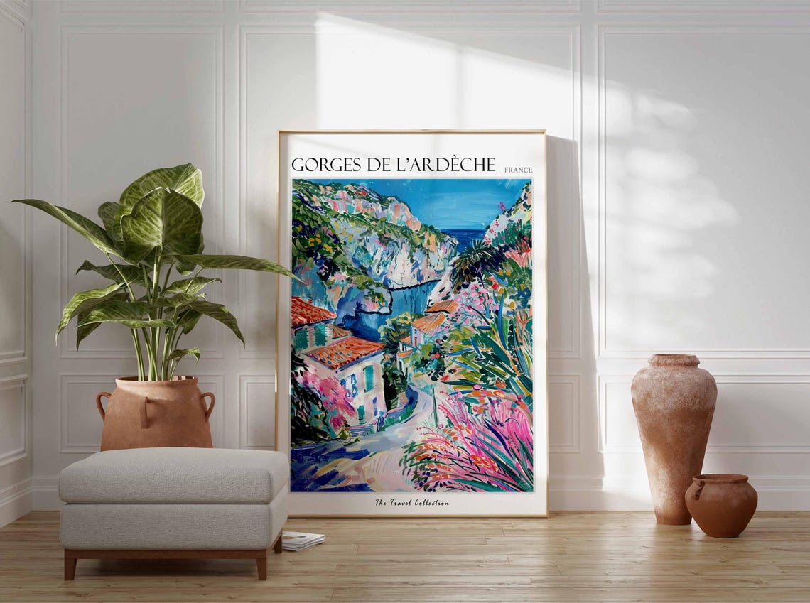 Gorges De Lardche Poster France Travel Print French Decor Europe Travel Poster European Wall Art Gorges De Lardche Travel Poster - Image 3