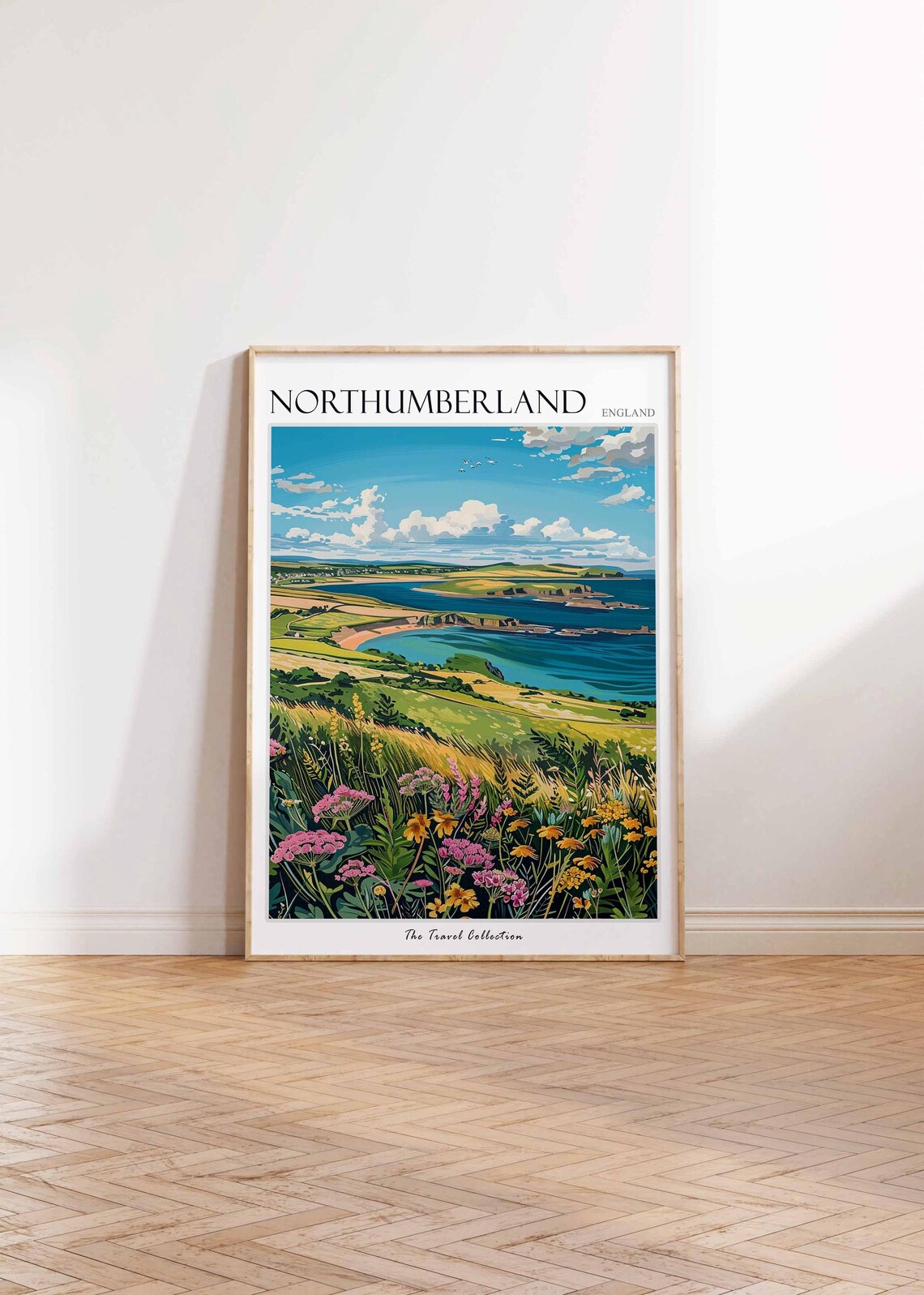 Northumberland England Golden Bay Cliffs Wildflower Meadow Poster - Image 2