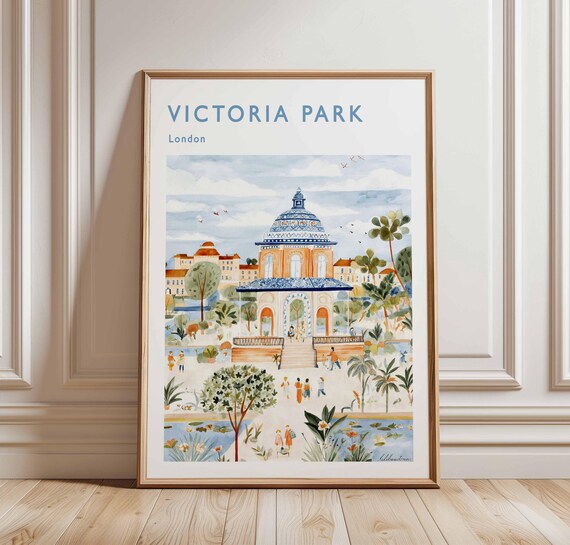 Victoria Park London Travel Poster British Nature Art
