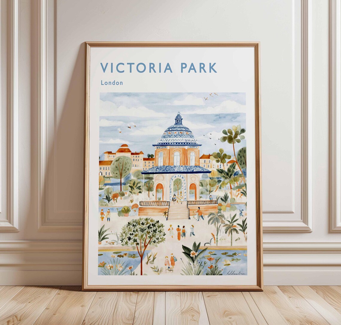 Victoria Park London Travel Poster British Nature Art