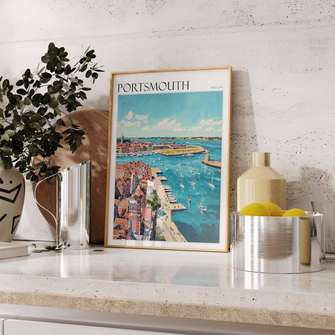 Portsmouth Poster Uk Travel Poster Coastal Wall Art British Decor Uk Home Decor Portsmouth Wall Art Portsmouth Travel Print Uk Print - Image 2