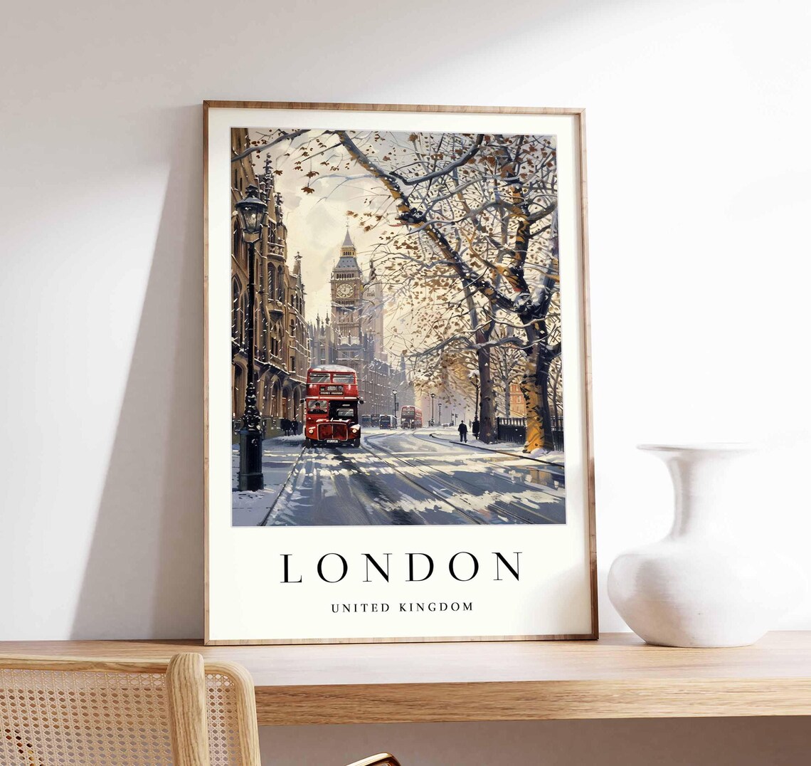 London Cityscape Poster Uk Travel Wall Art