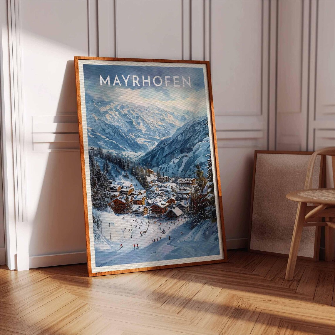 Mayrhofen Wide Valley Resort Snowy Mountains Vista Travel Poster - Image 3