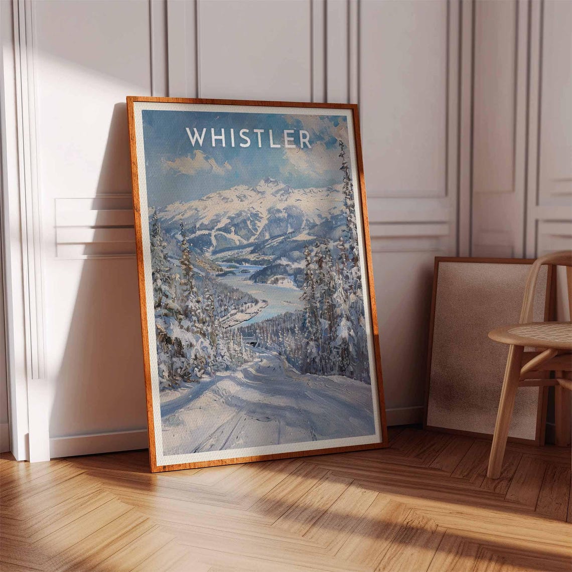 Whistler Canada Winding Ski Trail Pines Valley Winter Travel Poster - Image 3