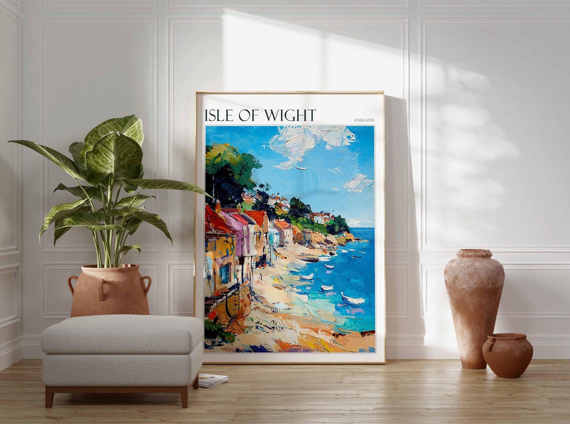 Isle of Wight England Colorful Seaside Town Beach Cliffs Poster - Image 3