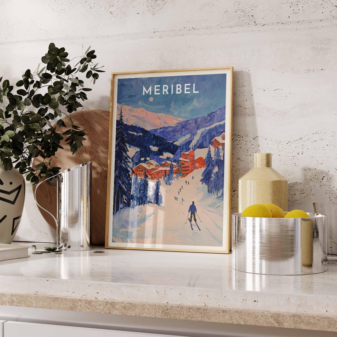 Skiing Travel Poster Mribel Ski Print France Travel Print Skiing Art Skiing Print Winter Sport Art Ski Gift - Image 2
