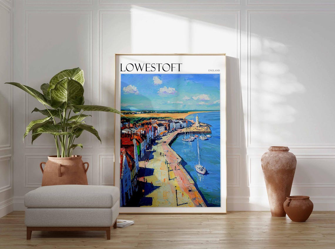 Lowestoft England Harbor Lighthouse Sailboats Busy Quay Poster - Image 3