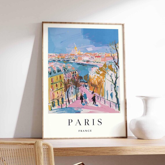 Paris France Montmartre Hilltop Basilica Seine River View Poster