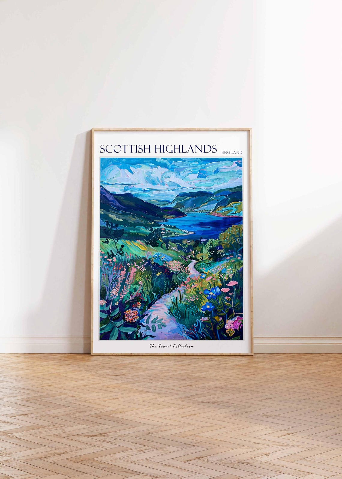 Scottish Highlands Lochside Wildflower Mountain Path View Poster - Image 2
